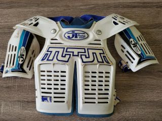 Jt Racing Old School Vintage Chest Protector White & Blue Bmx Motocross Mx Usa