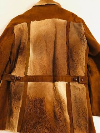 Vintage 1970 ' s ROBERT LEWIS IDEA Suede Leather Shearling Fur Coat Jacket Mens 40 4