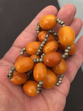 59 grams Antique Baltic Egg Yolk Butterscotch Amber Prayer Beads 11
