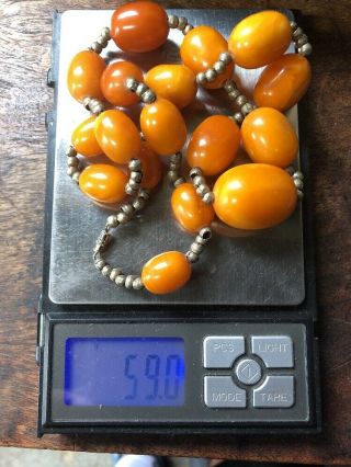 59 grams Antique Baltic Egg Yolk Butterscotch Amber Prayer Beads 12
