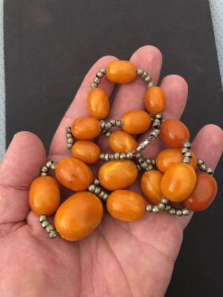 59 grams Antique Baltic Egg Yolk Butterscotch Amber Prayer Beads 2