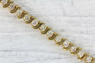 Vintage 14k Yellow Gold 2 Ctw Diamond Bracelet Tennis Link Line Luxury 7 1/8 "