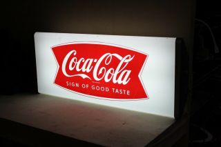 Rare 1950s Drink Coca Cola Sign Of Taste Lighted Sign Fishtail Coke