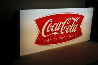 RARE 1950S DRINK COCA COLA SIGN OF TASTE LIGHTED SIGN FISHTAIL COKE 2