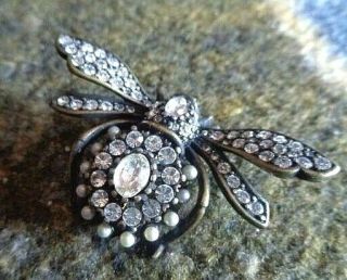 Joan Rivers Rare Vintage Inspired Crystal And Pearl Bee Pin
