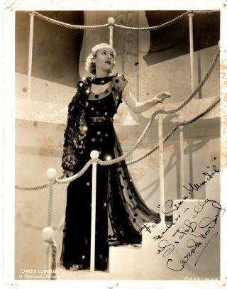 Tragic American Actress,  Comedian Carole Lombard,  Signed Vintage Studio Photo.