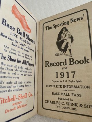 1917 Sporting News Record Book Shoeless Joe Jackson Black Sox Rare 3