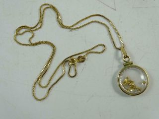 Vintage 10k Solid Yellow Gold Encased Nugget Necklace Chain Pendant 19 " Long