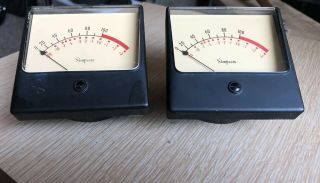 2 Vintage 1960s Matching Simpson 3.  25 " Vu Panel Meters Analog Audio Meter