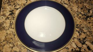 Set Of 12 Vintage Dinner Plates 10.  75 " Cobalt Blue Gold