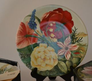 Vintage Gien Porcelain  Volupte  Pattern Salad Plates Set Of 6