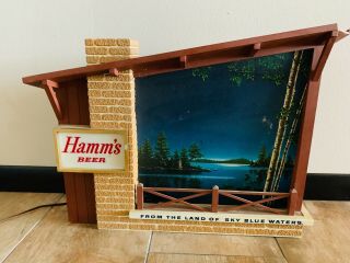 Vintage Electric Hamm ' s Beer Starry Skies Lighted Bar Sign 2