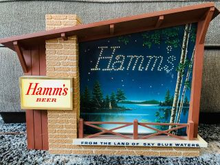 Vintage Electric Hamm ' s Beer Starry Skies Lighted Bar Sign 3