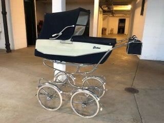 Vintage Giordani Baby Buggy Stroller Carriage Pram Navy Made In Italy