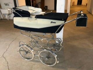 Vintage Giordani Baby Buggy Stroller Carriage Pram Navy Made in Italy 5