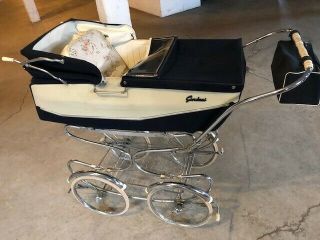 Vintage Giordani Baby Buggy Stroller Carriage Pram Navy Made in Italy 7