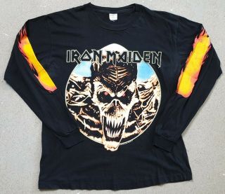Vintage 1992 Iron Maiden Long Sleeve T - Shirt Slayer Metallica Metal