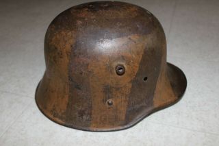 Wwi Ww1 Austrian Camo Steel Helmet,  W Band Rare