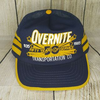 Vintage 1985 Overnite Transportation Co.  Trucking 3 Stripe Trucker Hat Snapback