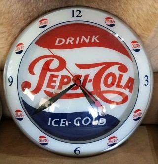 Vintage Pepsi Cola,  Double Bubble Clock.  " Drink Pepsi Ice Cold "