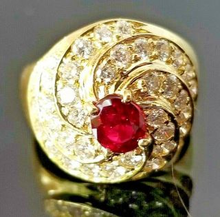 2tcw Stunning Vintage Custom Ruby Vs Diamond 18k Yellow Gold Ring/band
