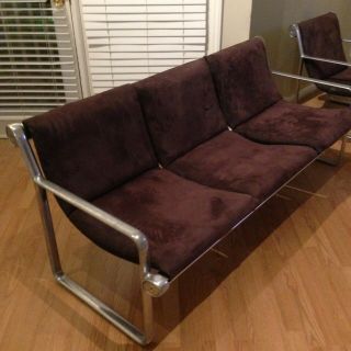 Mid Century Knoll Sling Sofa & 2 Matching Chairs - All