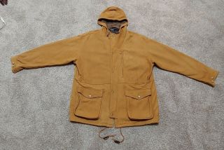 Rare Vtg Polo Ralph Lauren Tan Deerskin Soft Leather Hooded Duffle Coat Mens L