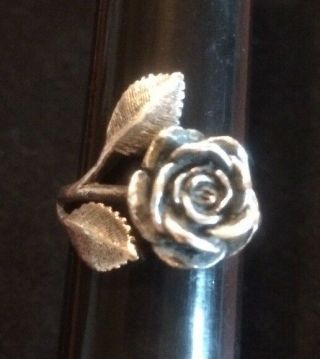 James Avery 3 - D Vintage Rose Ring Retired Size 5 Sterling Silver