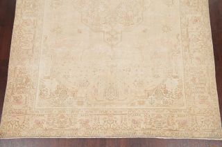 Antique Geometric MUTED Beige Tan Distressed Oriental Area Rug Hand - Knotted 8x11 5