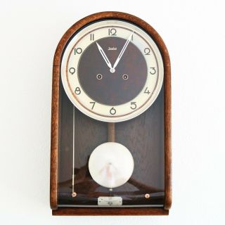 Junghans Wall Clock Bauhaus Antique Restored Serviced 4 Bar Chime 1920s Germany