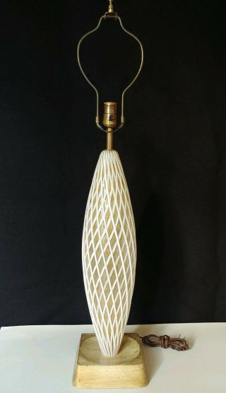 Rare Murano Barovier & Toso Glass Lamp W Braided Diamond Pattern Gold Flecks