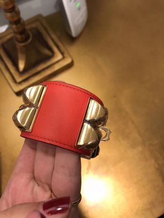 RARE Hermes Red Collier de Chien CDC Gold Hardware GHW Bracelet 4