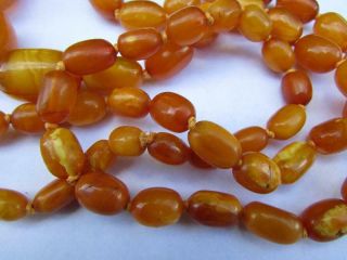 Fine Antique Art Deco Real Butterscotch Amber Beads 36 inch Necklace 64g 10