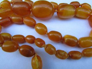Fine Antique Art Deco Real Butterscotch Amber Beads 36 inch Necklace 64g 11