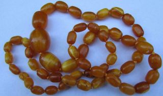 Fine Antique Art Deco Real Butterscotch Amber Beads 36 inch Necklace 64g 12