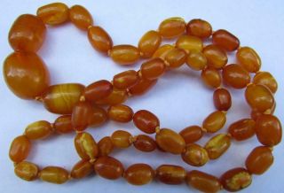 Fine Antique Art Deco Real Butterscotch Amber Beads 36 Inch Necklace 64g