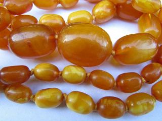 Fine Antique Art Deco Real Butterscotch Amber Beads 36 inch Necklace 64g 2