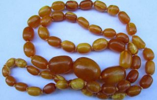 Fine Antique Art Deco Real Butterscotch Amber Beads 36 inch Necklace 64g 3