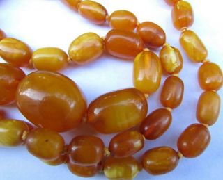 Fine Antique Art Deco Real Butterscotch Amber Beads 36 inch Necklace 64g 4