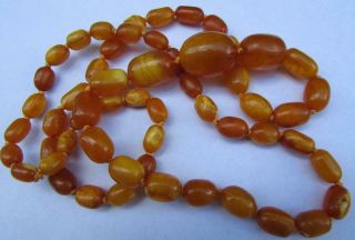 Fine Antique Art Deco Real Butterscotch Amber Beads 36 inch Necklace 64g 5