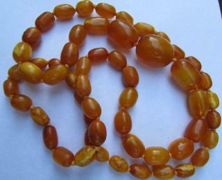 Fine Antique Art Deco Real Butterscotch Amber Beads 36 inch Necklace 64g 7
