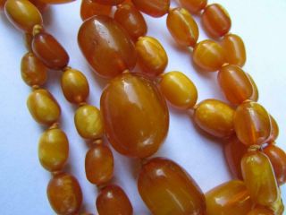 Fine Antique Art Deco Real Butterscotch Amber Beads 36 inch Necklace 64g 8