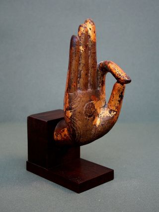 Antique Thai Gilt Bronze Hand Of Buddha Jnana Mudra - Thailand C19 Or Earlier