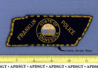 Franklin (old Vintage) Tennessee Police Patch State Shape (very)