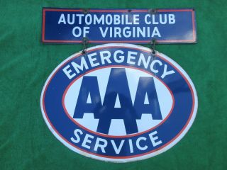 Rare Vintage Automobile Club Of Virginia Aaa Emergency Service Porcelain Sign