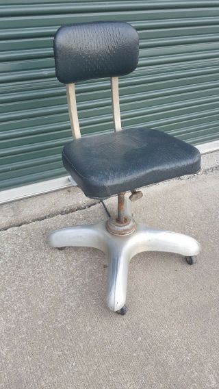 Vintage Mid Century Tanker Desk Chair Propeller Industrial Typing Art Metal
