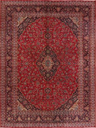 Vintage Traditional Floral Red Area Rug Living Room Hand - Made Oriental Wool 9x12