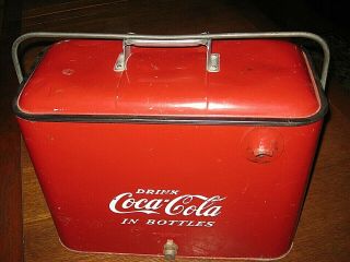 VINTAGE 1950 ' S DRINK COCA COLA BOTTLES COKE METAL COOLER PROGRESS REFRIG CO 3