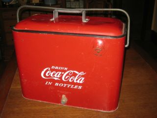 VINTAGE 1950 ' S DRINK COCA COLA BOTTLES COKE METAL COOLER PROGRESS REFRIG CO 4