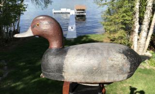 Vintage St.  Clair Flats Drake Redhead Duck Decoy Hollow Carved